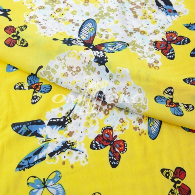 Плательная ткань "Софи" 7.2, 75 гр/м2, шир.150 см, принт бабочки - купить в Пятигорске. Цена 241.49 руб.