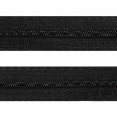 Рулонная молния с покрытием PVC спираль тип 3 (упак.270м) -черная с полосой СВО - купить в Пятигорске. Цена: 12.74 руб.