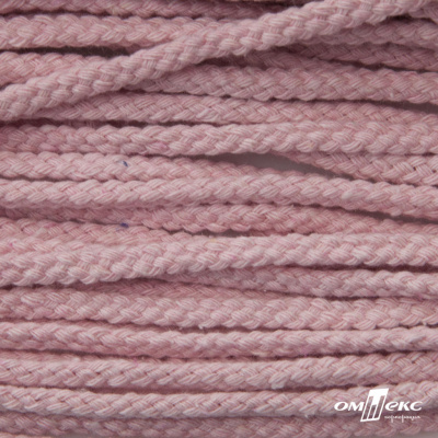 Шнур плетеный d-6 мм круглый, 70% хлопок 30% полиэстер, уп.90+/-1 м, цв.1087-розовый - купить в Пятигорске. Цена: 594 руб.