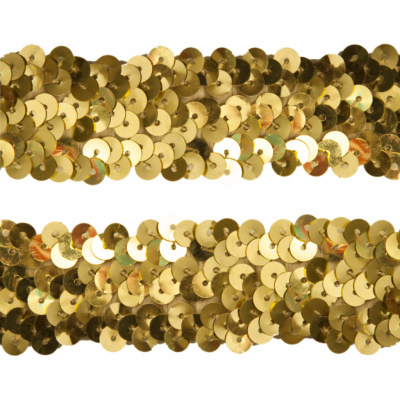 Тесьма с пайетками D16, шир. 30 мм/уп. 25+/-1 м, цвет золото - купить в Пятигорске. Цена: 1 098.48 руб.