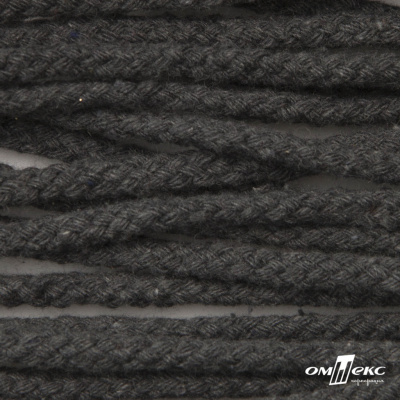 Шнур плетеный d-6 мм круглый, 70% хлопок 30% полиэстер, уп.90+/-1 м, цв.1088-т.серый - купить в Пятигорске. Цена: 594 руб.