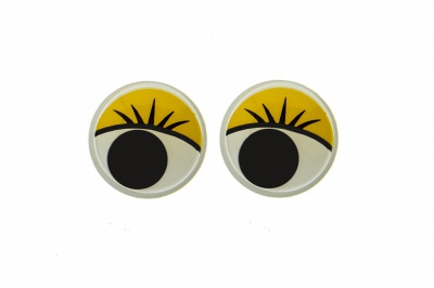 Глазки для игрушек, круглые, с бегающими зрачками, 12 мм/упак.50+/-2 шт, цв. -желтый - купить в Пятигорске. Цена: 95.04 руб.