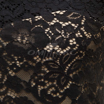 Кружевное полотно #3378, 150 гр/м2, шир.150см, цвет чёрный - купить в Пятигорске. Цена 370.97 руб.