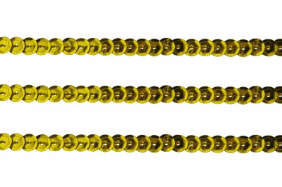 Пайетки "ОмТекс" на нитях, SILVER-BASE, 6 мм С / упак.73+/-1м, цв. А-1 - т.золото - купить в Пятигорске. Цена: 468.37 руб.