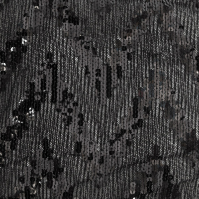 Трикотажное полотно с пайетками, шир.130 см, #311-бахрома чёрная - купить в Пятигорске. Цена 1 183.35 руб.