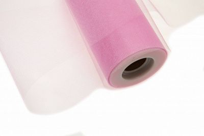 Фатин блестящий в шпульках 16-14, 12 гр/м2, шир. 15 см (в нам. 25+/-1 м), цвет розовый - купить в Пятигорске. Цена: 108.61 руб.