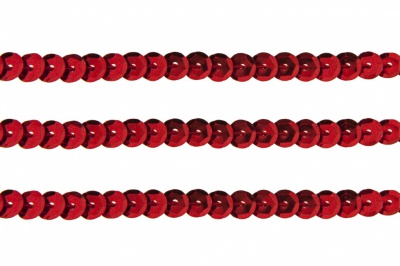 Пайетки "ОмТекс" на нитях, SILVER-BASE, 6 мм С / упак.73+/-1м, цв. 3 - красный - купить в Пятигорске. Цена: 468.37 руб.