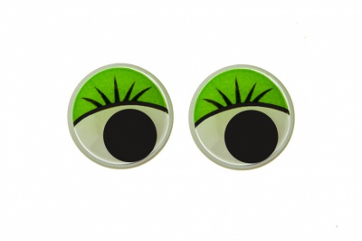 Глазки для игрушек, круглые, с бегающими зрачками, 15 мм/упак.50+/-2 шт, цв. -зеленый - купить в Пятигорске. Цена: 113.01 руб.