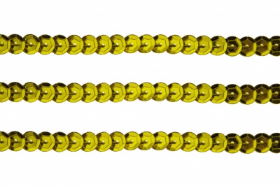 Пайетки "ОмТекс" на нитях, SILVER-BASE, 6 мм С / упак.73+/-1м, цв. 7 - св.золото - купить в Пятигорске. Цена: 468.37 руб.