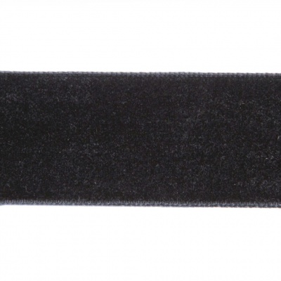 Лента бархатная нейлон, шир.25 мм, (упак. 45,7м), цв.03-черный - купить в Пятигорске. Цена: 800.84 руб.