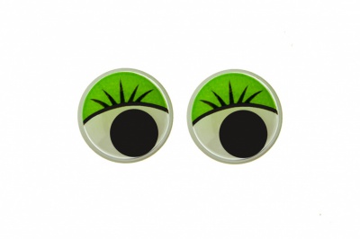 Глазки для игрушек, круглые, с бегающими зрачками, 12 мм/упак.50+/-2 шт, цв. -зеленый - купить в Пятигорске. Цена: 96.01 руб.