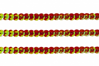 Пайетки "ОмТекс" на нитях, CREAM, 6 мм С / упак.73+/-1м, цв. 96 - красный - купить в Пятигорске. Цена: 484.77 руб.