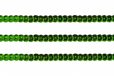 Пайетки "ОмТекс" на нитях, SILVER-BASE, 6 мм С / упак.73+/-1м, цв. 4 - зеленый - купить в Пятигорске. Цена: 484.77 руб.