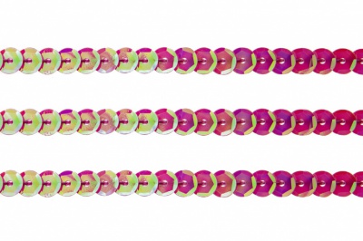 Пайетки "ОмТекс" на нитях, CREAM, 6 мм С / упак.73+/-1м, цв. 89 - розовый - купить в Пятигорске. Цена: 468.37 руб.